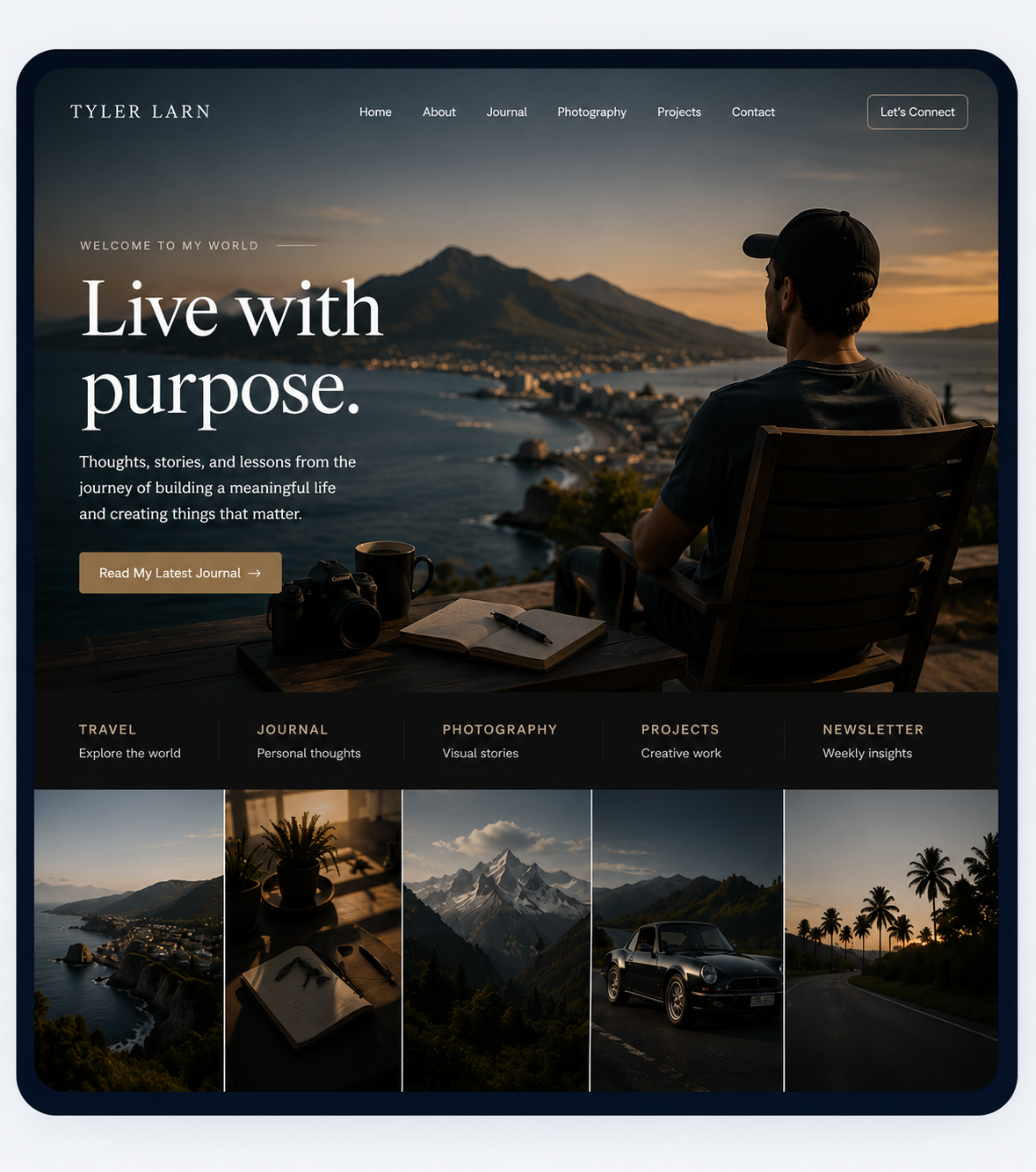 Homepage of the Tyler James personal brand website built by A&C Web Solutions